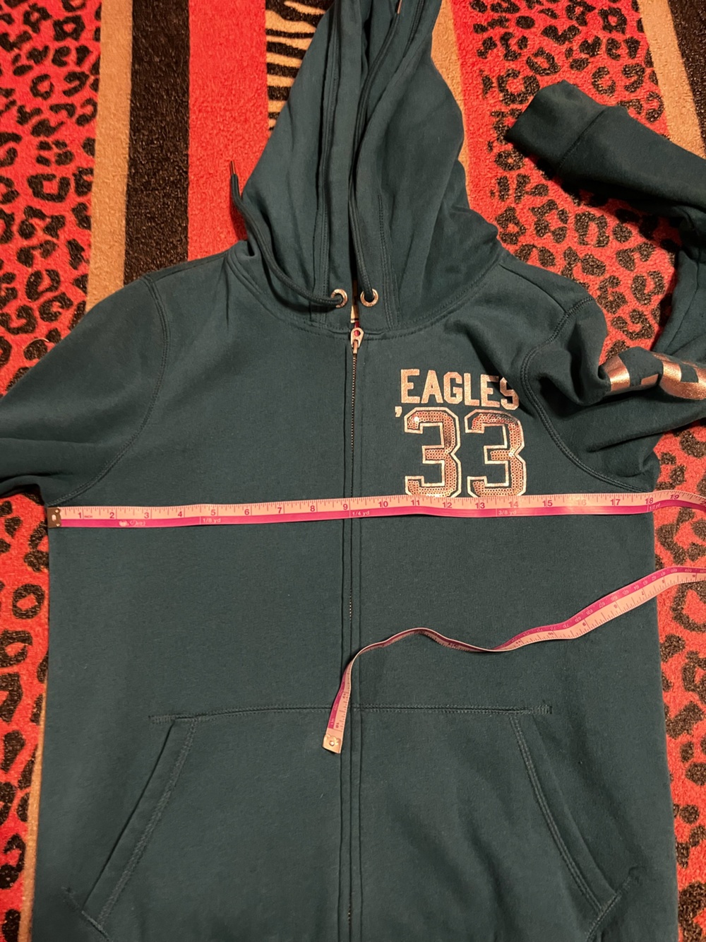Vintage PINK Victoria's Secret Philadelphia Eagles sequins BLING zip up jacket - Picture 8 of 9